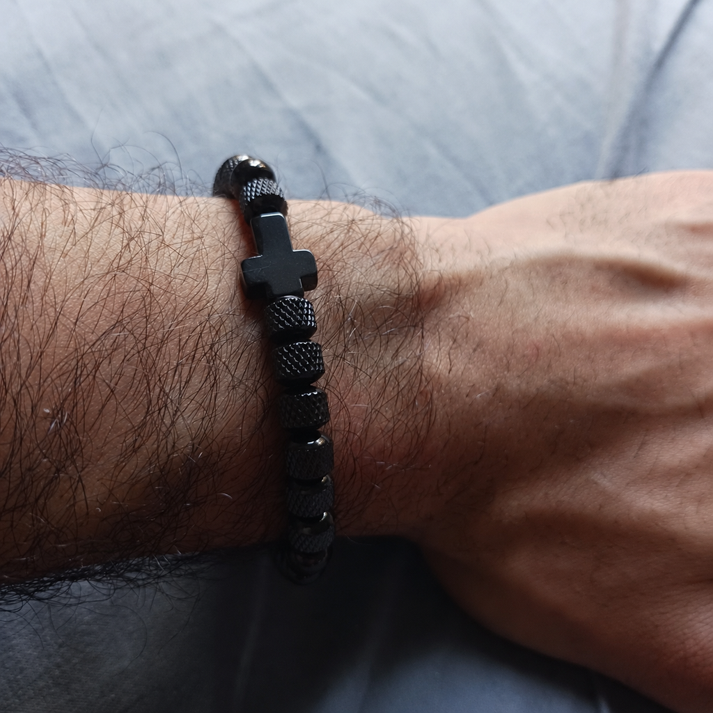 Heavy Metal Cross Steel Bracelet