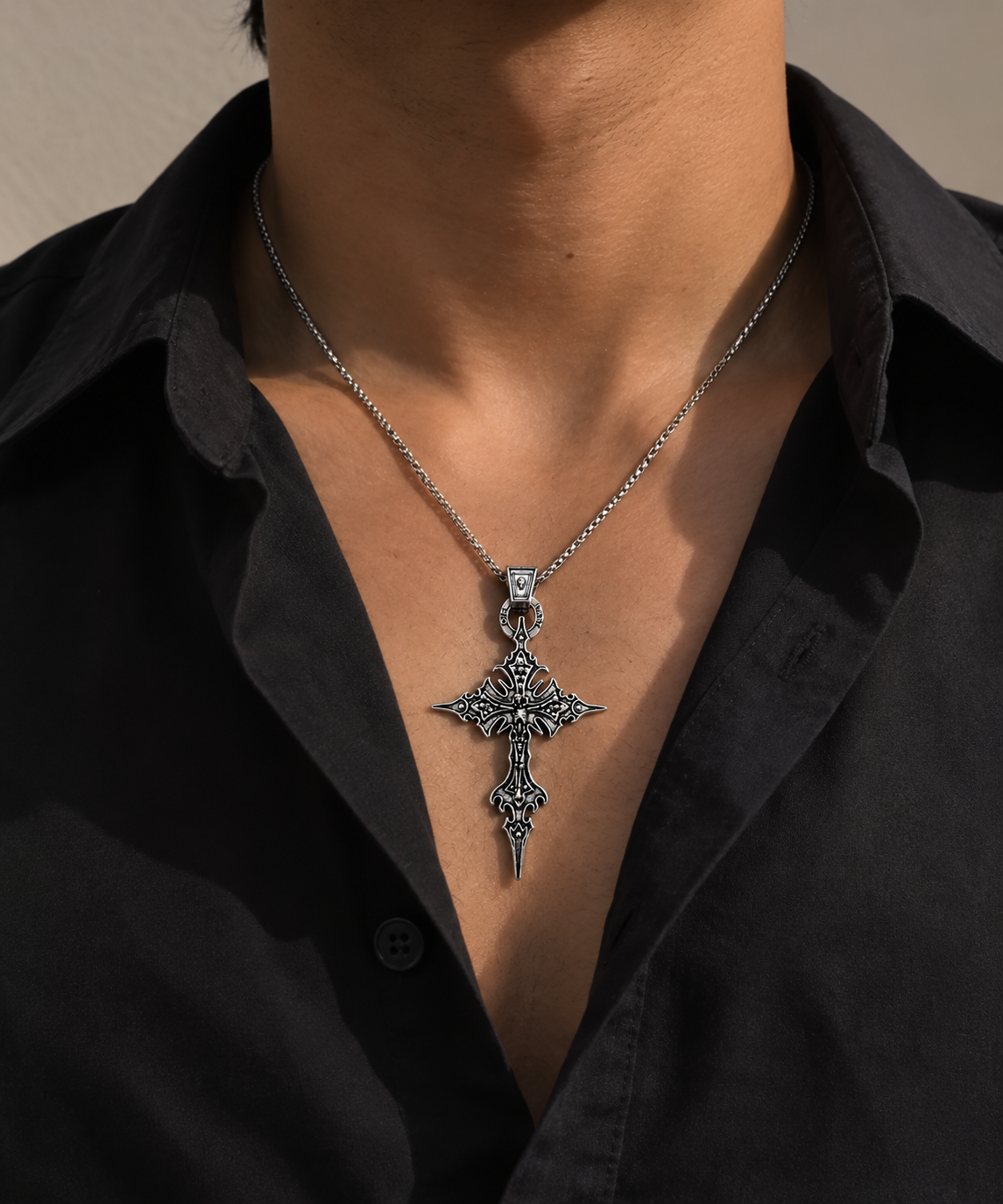 Metal Skeleton Goth Cross