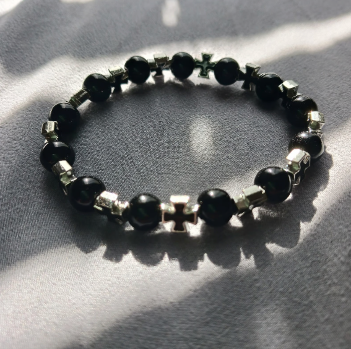 Black Goth Cross Bracelet