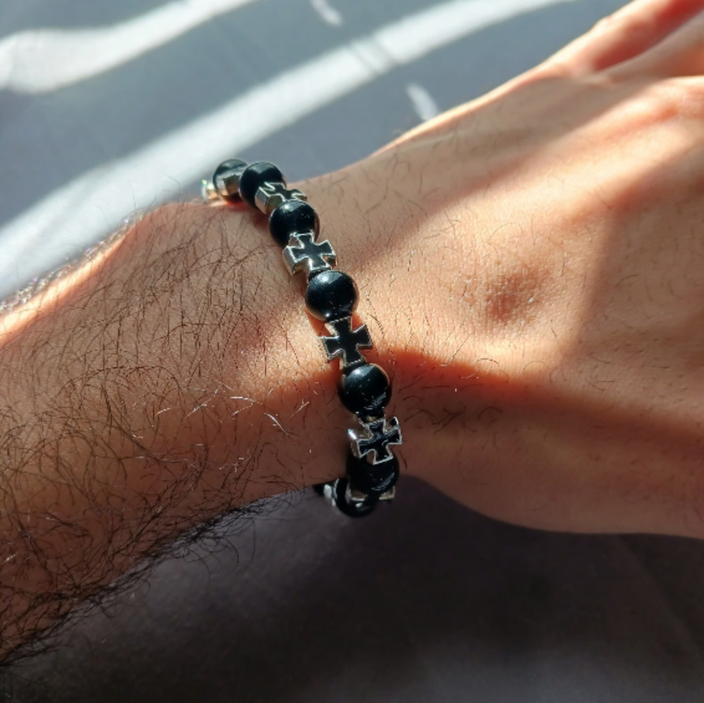 Black Goth Cross Bracelet