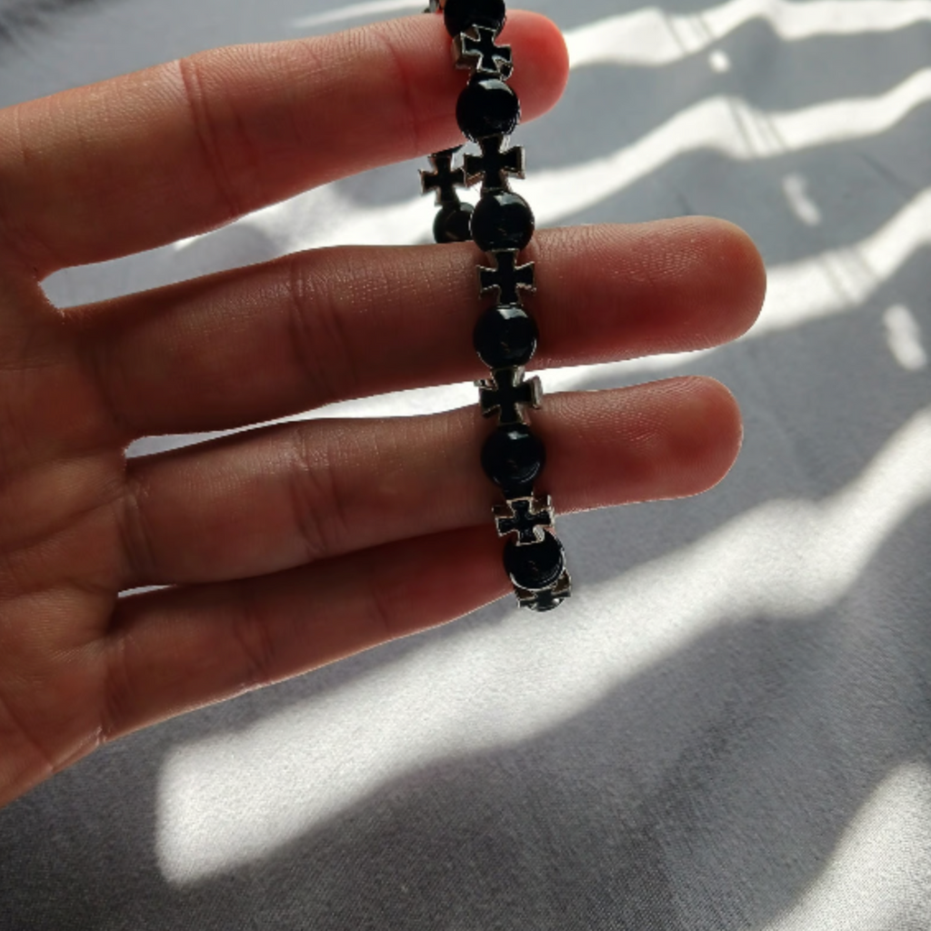 Black Goth Cross Bracelet