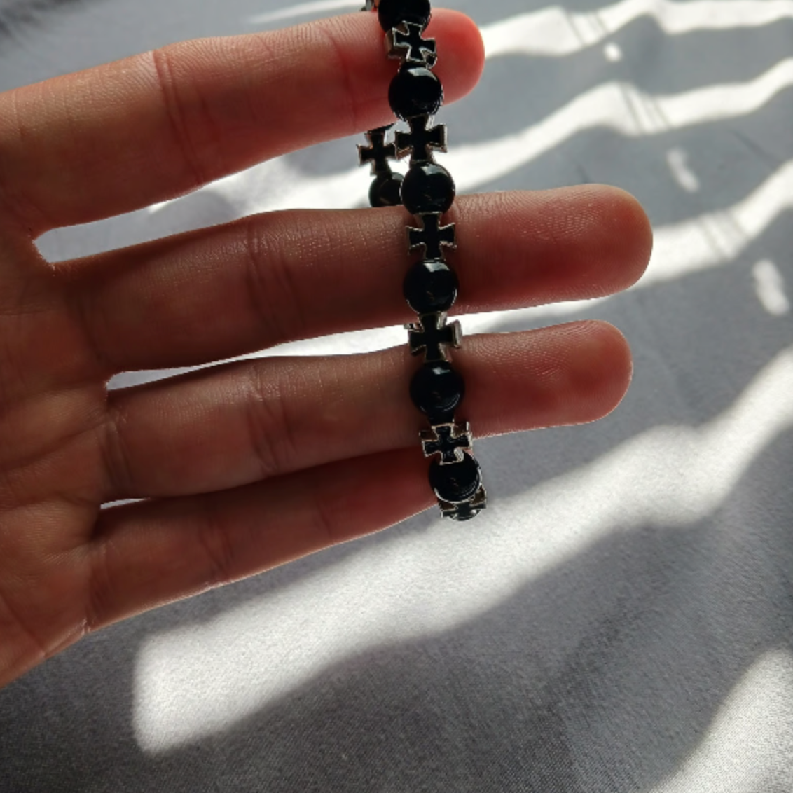 Black Goth Cross Bracelet
