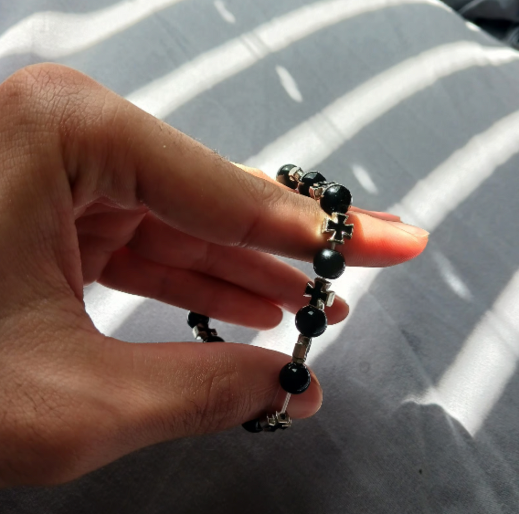 Black Goth Cross Bracelet
