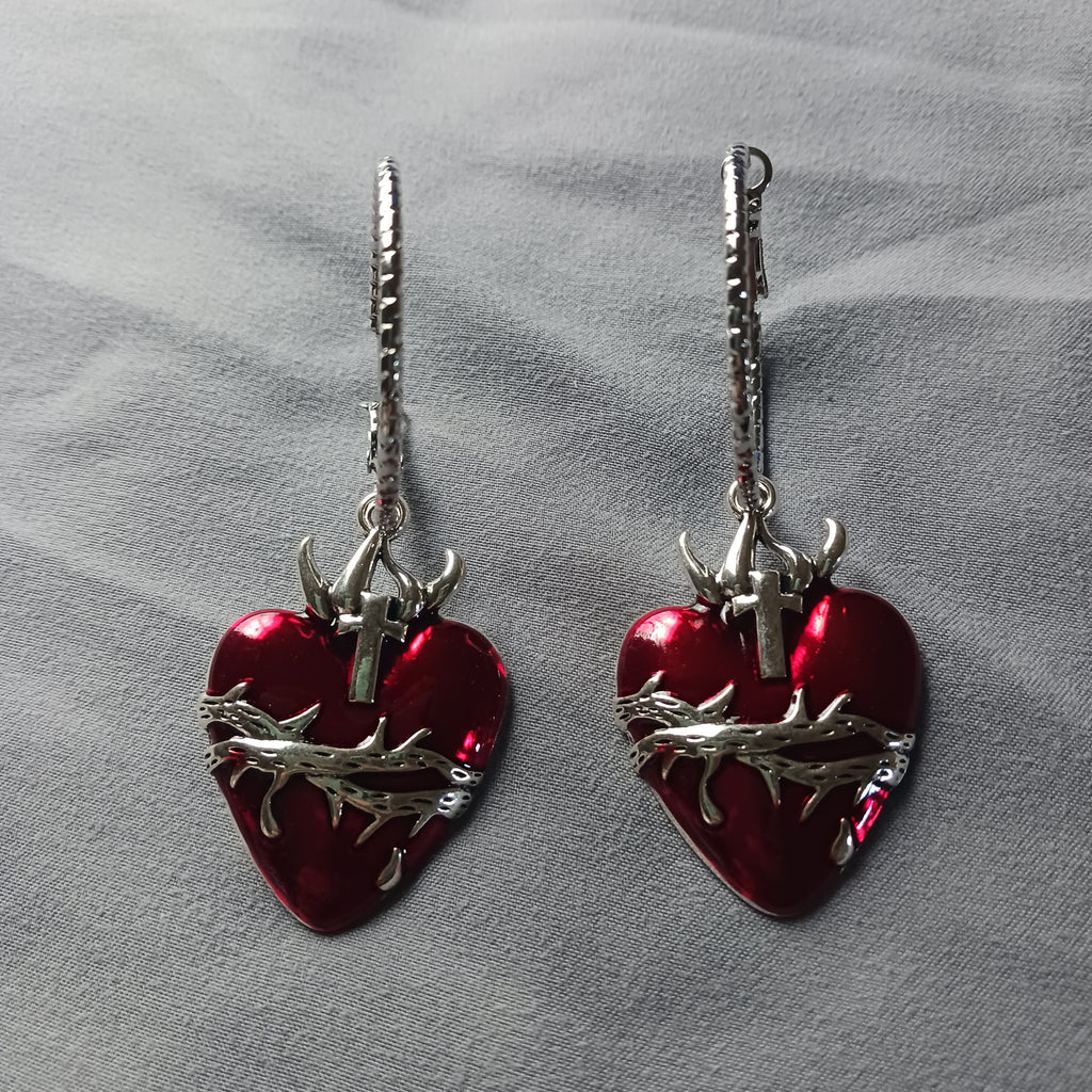 Large Gothic Heart Hoops