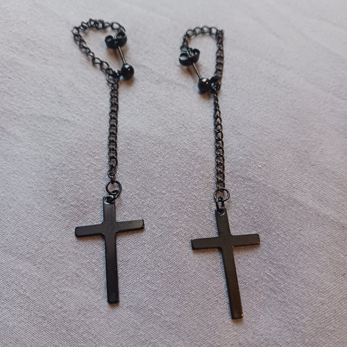 Everyday Goth Cross Dangle Earrings