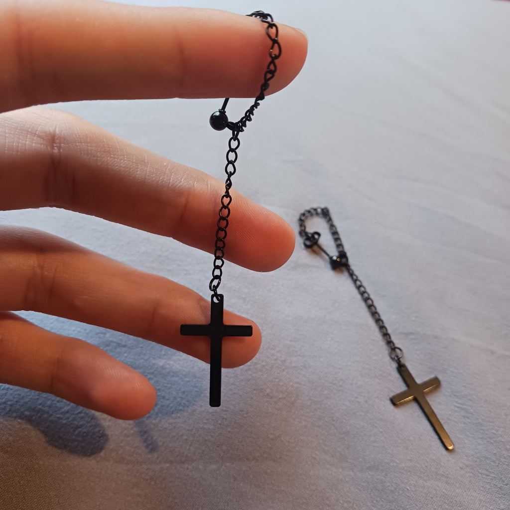 Everyday Goth Cross Dangle Earrings